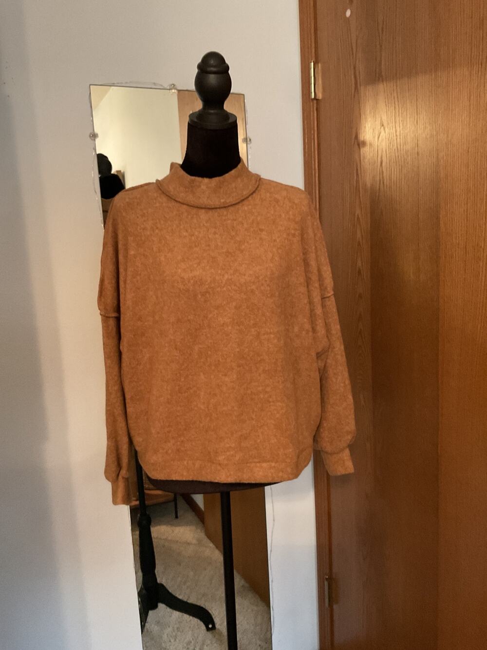 Zenana Camel Brown Hacci Knit Pullover Top HT-2203A Cozy Soft Sweater S/M